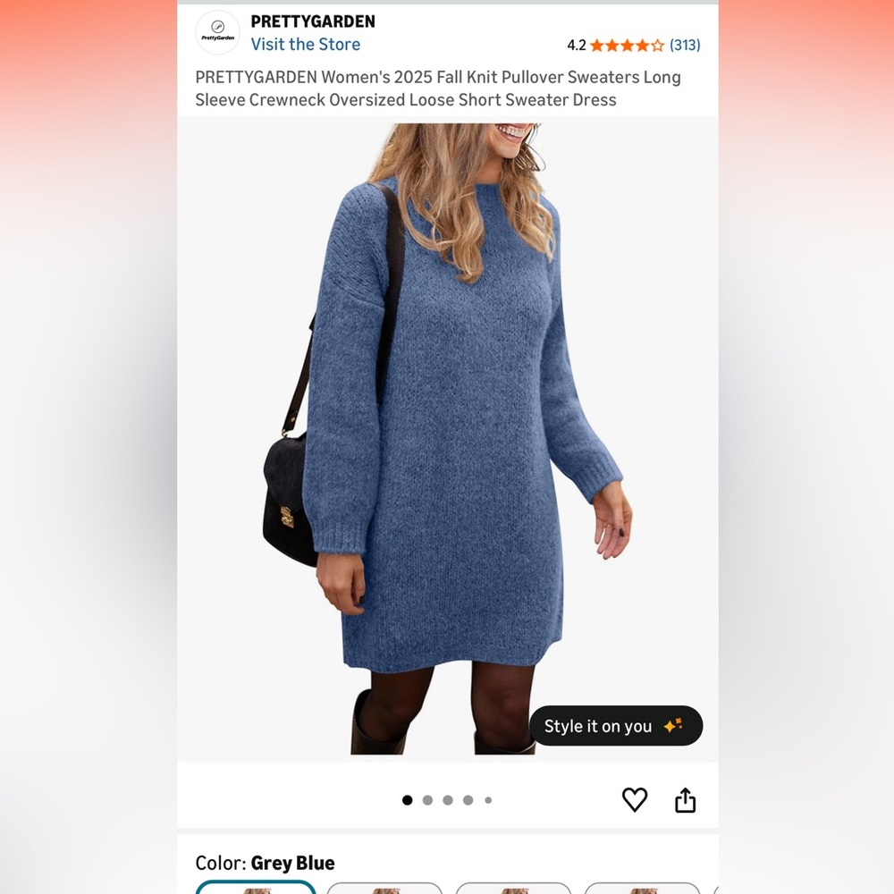 Blue Knit Pullover Sweater Dress